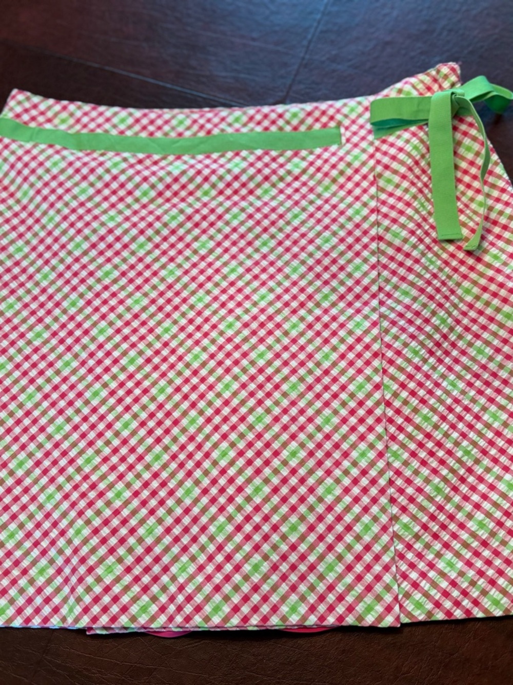 Liz Golf Liz Claiborne SkirtGreen & Pink Gingham Wrap Skort Size 10
